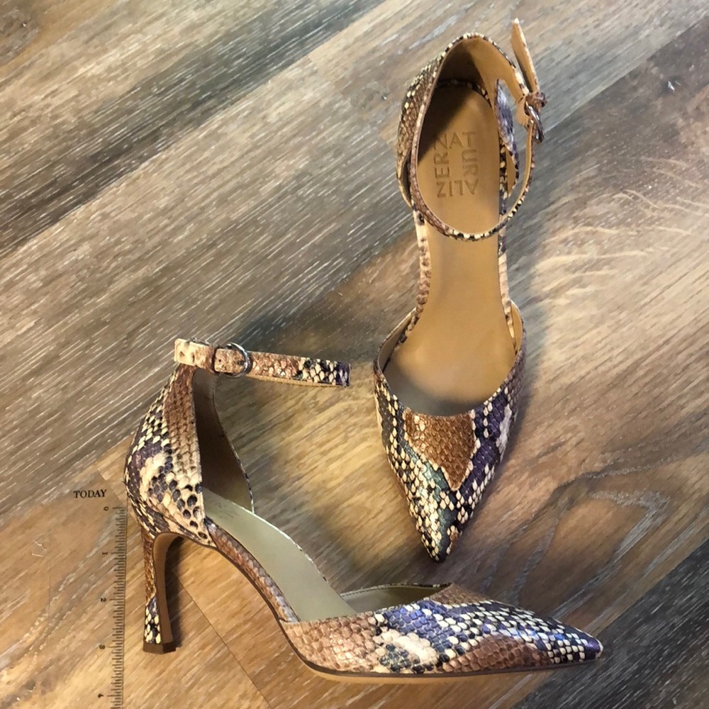 Ankle Strap Snakeskin Pumps